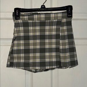 Altar’d State Plaid Mini Skirt (skort) in Green and White